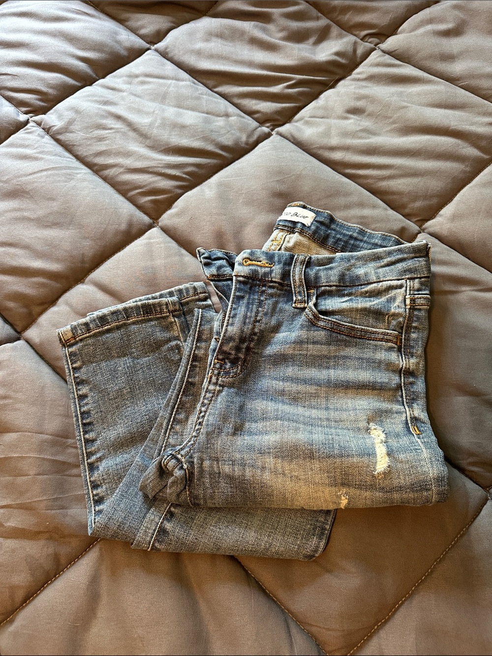 Women's Light Blue Distressed Straight-Leg Jeans